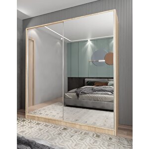 Bodrum Sürgü Kapaklı Dolap Gardırop Meşe 180cm Montaj Dahil