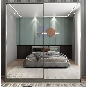 Bodrum Sürgü Kapaklı Dolap Gardırop Füme 180cm Montaj Dahil