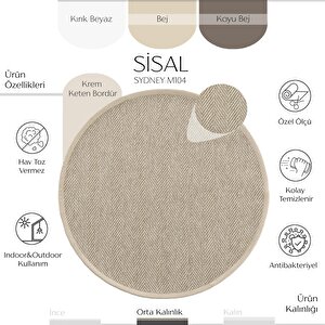 Cool Halı Sydney M104 Hav Toz Vermez Kolay Temizlenen Hasır Balık Sırtı Ithal Yuvarlak Sisal Halı