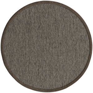 Prag Siyah Keten Hav Toz Vermez Hasır Dokulu İnce Düğüm Yuvarlak İthal Sisal Halı 160x160 cm