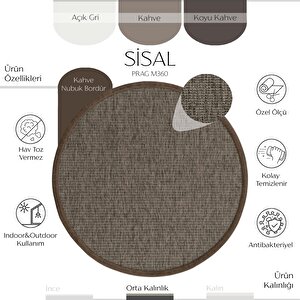 Prag M360 Hav Toz Vermez Kolay Temizlenen Hasır Dokulu Ince Düğüm Ithal Yuvarlak Sisal Halı 100x100 cm