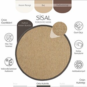 Cool Halı Toronto M208 Hav Toz Vermez Kolay Temizlenen Hasır Iri Düğüm Yuvarlak Ithal Sisal Halı