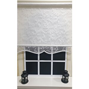 Çift Mekanizmalı Kırık Beyaz Tül Perde Ve Ekru Stor Perde Stb4003 60x200 cm