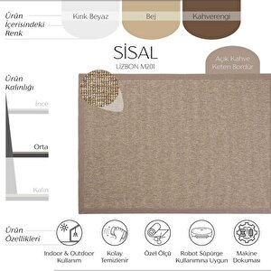 Lizbon M201 Hav Toz Vermez Kolay Temizlenen Hasır Doku İnce Düğüm İthal Sisal Halı 80x500 cm