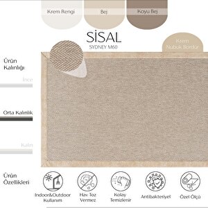 Sydney M60 Hav Toz Vermez Kolay Temizlenen Hasır Doku Balık Sırtı Ithal Sisal Halı 100x200 cm