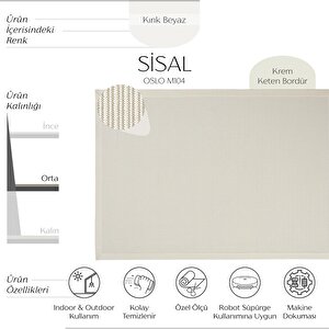 Oslo M104 Hav Toz Vermez Kolay Temizlenen Hasır Doku İnce Düğüm İthal Sisal Halı 100x300 cm