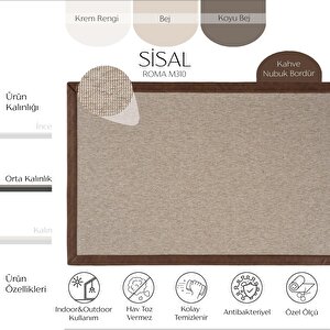 Roma M310 Hav Toz Vermez Kolay Temizlenen Hasır Doku Ince Düğüm Ithal Sisal Halı 100x200 cm