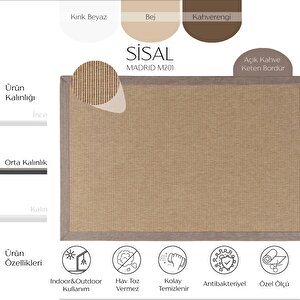 Madrid M201 Hav Toz Vermez Kolay Temizlenen Ince Düğüm Ithal Sisal Halı 200x250 cm