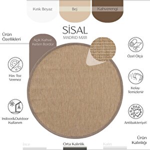 Cool Halı Madrid M201 Hav Toz Vermez Kolay Temizlenen Ince Düğüm Yuvarlak Ithal Sisal Halı