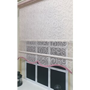 Çift Mekanizmalı Pembe Tül Perde Ve Ekru Stor Perde Stb2015-v12 100x260 cm