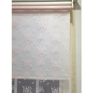 Çift Mekanizmalı Pembe Tül Perde Ve Ekru Stor Perde Stb2015-v09 120x200 cm