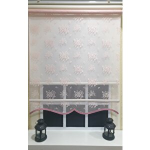 Çift Mekanizmalı Pembe Tül Perde Ve Ekru Stor Perde Stb2015-v09