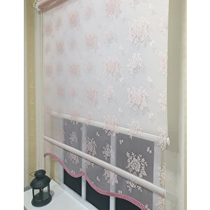 Çift Mekanizmalı Pembe Tül Perde Ve Ekru Stor Perde Stb2015-v09 150x260 cm