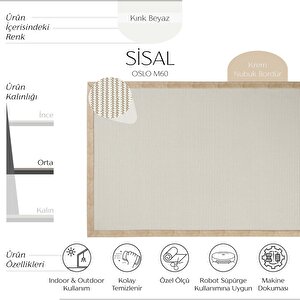 Oslo M60 Hav Toz Vermez Kolay Temizlenen Hasır Doku İnce Düğüm İthal Sisal Halı 100x350 cm