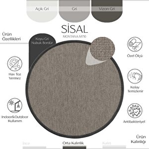 Montana M710 Hav Toz Vermez Kolay Temizlenen Hasır Iri Düğüm Ithal Yuvarlak Sisal Halı 120x120 cm