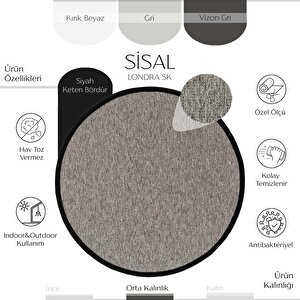 Londra S.k Hav Toz Vermez Kolay Temizlenen Ince Doku Düğüm Ithal Yuvarlak Sisal Halı 100x100 cm
