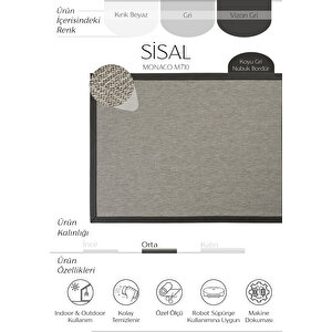 Monaco M710 Hav Toz Vermez Kolay Temizlenen Hasır Doku Balık Sırtı İthal Sisal Halı 160x300 cm
