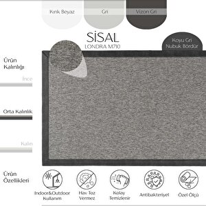 Londra M710 Hav Toz Vermez Kolay Temizlenen Hasır Doku Ince Düğüm Ithal Sisal Halı 120x180 cm