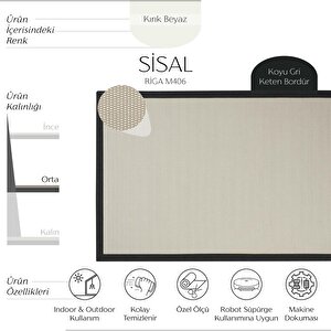Riga M406 Hav Toz Vermez Kolay Temizlenen Hasır Doku İnce Düğüm İthal Sisal Halı 80x300 cm
