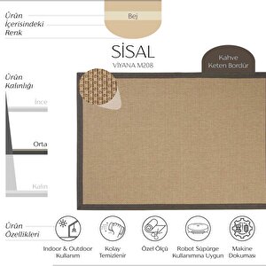 Viyana M208 Hav Toz Vermez Kolay Temizlenen Hasır Doku İnce Düğüm İthal Sisal Halı 120x180 cm