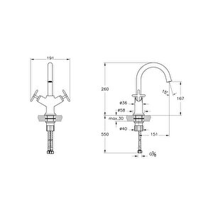 Vitra Origin Classic Lavabo Bataryası Fırçalı Altın A4288425