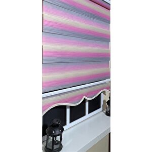 Zebra Stor Perde Pembe Gri Renk Geçişli Etek Dilimli St 046