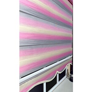Zebra Stor Perde Pembe Gri Renk Geçişli Etek Dilimli St 046