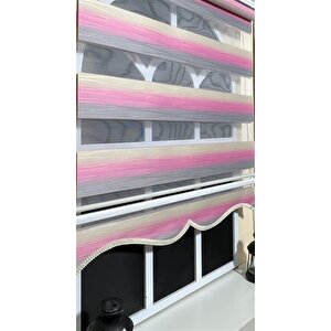 Zebra Stor Perde Pembe Gri Renk Geçişli Etek Dilimli St 046 200x260 cm