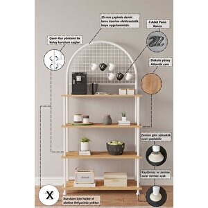 Çevir Kur 2  Atlantik Çam 4 Raflı Kahve Köşesi Dolabı, Mutfak Standı, Mutfak Düzenleyici