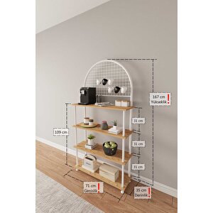 Çevir Kur 2  Atlantik Çam 4 Raflı Kahve Köşesi Dolabı, Mutfak Standı, Mutfak Düzenleyici