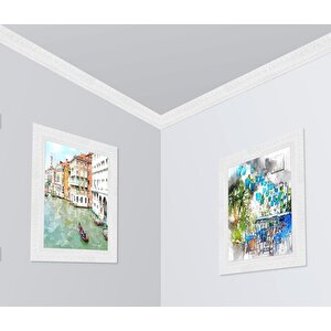 Kendinden Yapışkanlı Başak Model Motifli Beyaz Esnek Duvar Çıta Çerçeve Süpürgelik 8x110 Cm