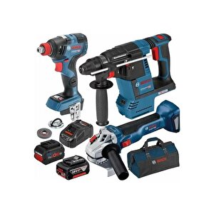 Gbh 18v-26 Akülü Kırıcı Delici + Bosch Gdx 18v-200 Akülü Darbeli Somun Sıkma + Bosch Gws 18v-10 Akülü Avuç Taşlama