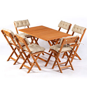 6+1 Katlanabi̇li̇r Bi̇stro Set 120x70 Cm Masali Krem