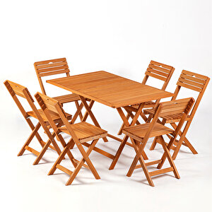 6+1 Katlanabi̇li̇r Bi̇stro Set 120x70 Cm Masali Krem