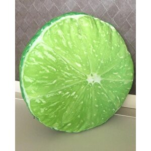 Yeşil Limon Desenli Dekoratif Çok Amaçlı Yer Bahçe Balkon Kamp Minderi Çapı 65 Cm