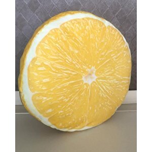 Sarı Limon Desenli Dekoratif Çok Amaçlı Yer Bahçe Balkon Kamp Minderi Çapı 65 Cm