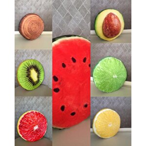 Sarı Limon Desenli Dekoratif Çok Amaçlı Yer Bahçe Balkon Kamp Minderi Çapı 65 Cm