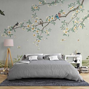 Kuş Ve Ağaç Temalı Duvar Kağıdı Baskı 325x260 cm