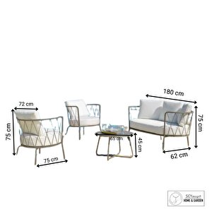 Moon 2+1+1 Dış Mekan Bahçe Mobilya Takımı Balkon Oturma Grubu Montajsız Lüx Bahçe Oturma Takımı