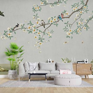 Kuş Ve Ağaç Temalı Duvar Kağıdı Baskı 400x280 cm