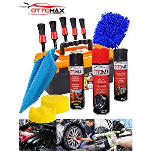 Lüx 13 Parça Çantalı Oto Bakım Seti Araç Temizleme Motor Temizleme  Lastik Parlatma  Temizlik Seti