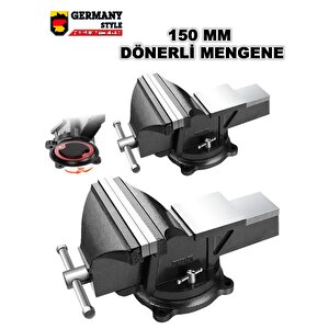 Premium Black 150mm 6" 360" Dönerli Taban Dövme Çelik Sabit Tezgah Masa Mengenesi
