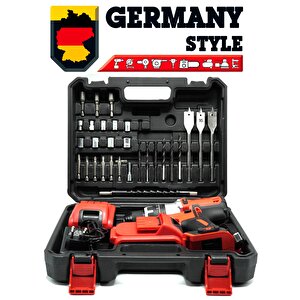 Alman Pro-512vx Çift Akülü Darbeli Kart Soğutmalı Torklu Matkap 30 Parça Setli