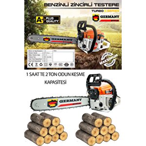 Alman Benzinli Testere 15 Hpx 63cc Ağaç Odun Dal Kesme Makinesi Motorlu Testere Yeni Nesil Motor 38 Diş