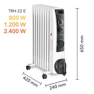 Trh 22 E Yağlı Radyatör 2400 W 9 Dilim Fanlı