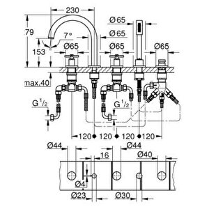 Grohe Atrio 5 Delikli Ankastre Küvet Bataryası (sıva Üstü Grubu) - 29408al0