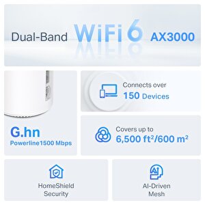 Tp-link Deco Px50 3'lü Paket Ax3000+g1500 Menzil Genişletici Roter Bütün Ev Powerline Mesh Wifi Sistemi