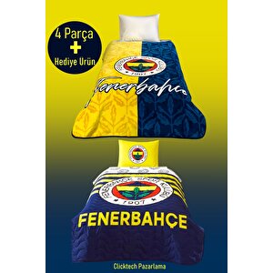 Fenerbahçe Battaniye + Yatak Örtüsü + Yastık Kılıfı + Yastık 4 Parça