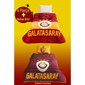 Galatasaray Battaniye + Yatak Örtüsü + Yastık Kılıfı + Yastık 4 Parça + Hediye Ürün
