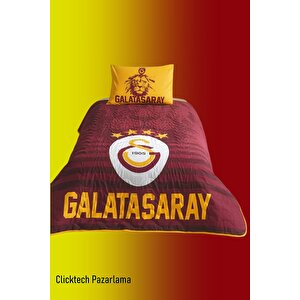 Taç Galatasaray Battaniye + Yatak Örtüsü + Yastık Kılıfı + Yastık 4 Parça + Hediye Ürün